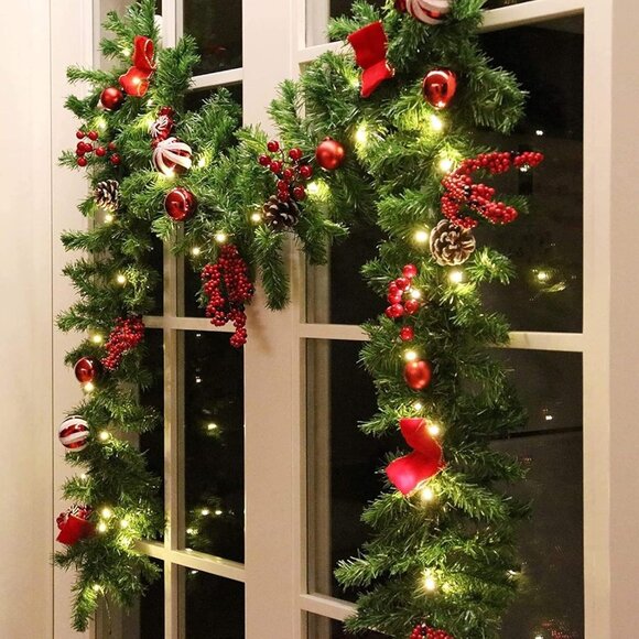 Versatile 9 FT LED Christmas Garland for Home & Garden - Festive Delight